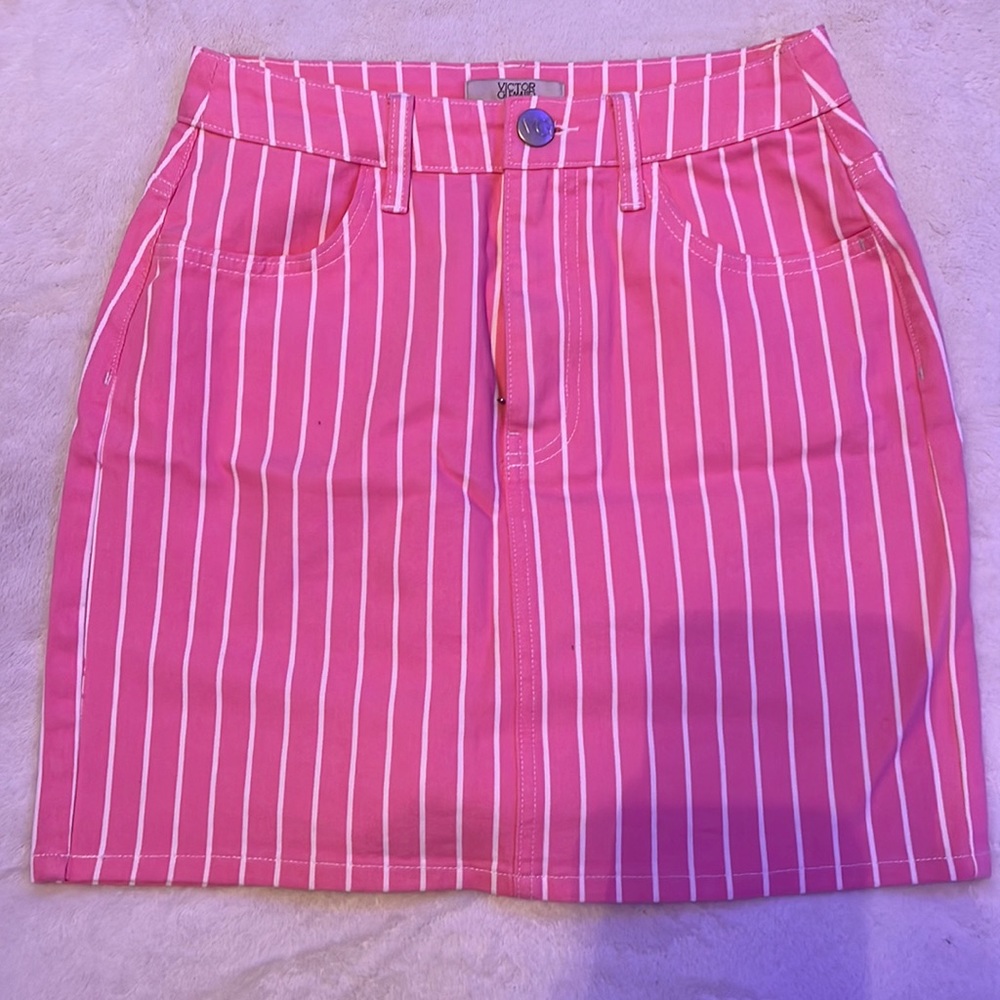 Pink/White Striped Skirt